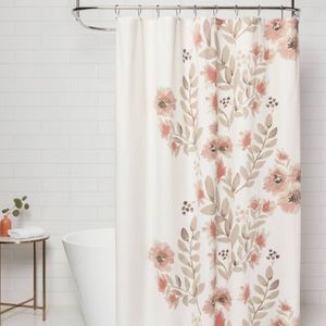 Blooms flat weaves shower curtain coral